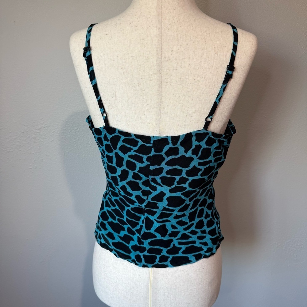 Newport News Teal and Black Animal Print Camisole - Picture 3 of 4